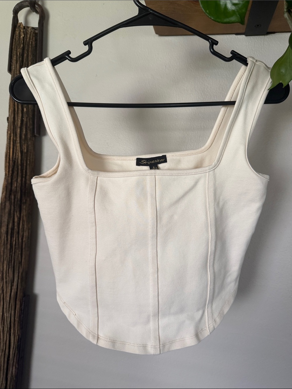 Shinestar cream crop tank size small